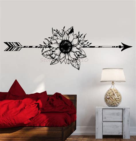 New Fashion Design Vinyl Wall Decal Arrow Flower Art Home Decor Living