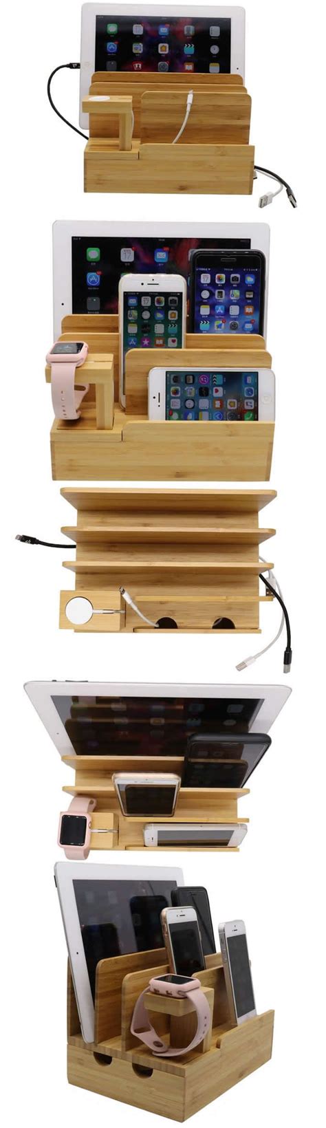 Bedside wooden docking station | simple diy. Bamboo Wooden Multi- Device Apple iPad iPhone SmartPhone ...