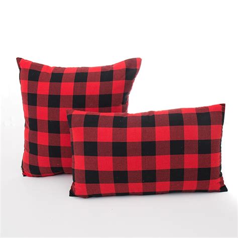 Mayitr Red Black Plaid Pillow Case Printed Cushion Cover Square