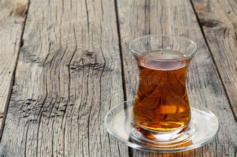 Tulip Shape Glass Cup With Turkish Tea Stock Image Image Of Food