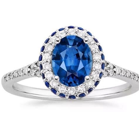 220 Ct Oval Blue Sapphire Lab Created Engagement Ring Set In 14k Gold