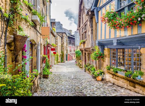 Beautiful View Of Scenic Narrow Alley With Historic Traditional Houses