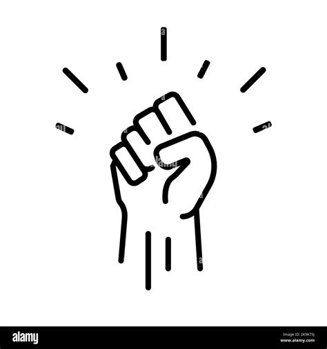 Black Raised Fist Protest Symbol Icons Hands Clenched Power Symbol