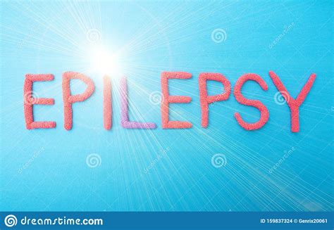 Word Epilepsy In Red Letters On A Blue Background Concept Of Epilepsy
