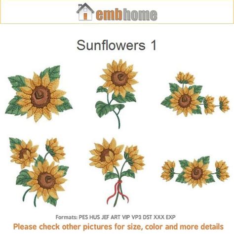 Sunflowers Machine Embroidery Designs Pack Instant Download 4x4 Hoop 10