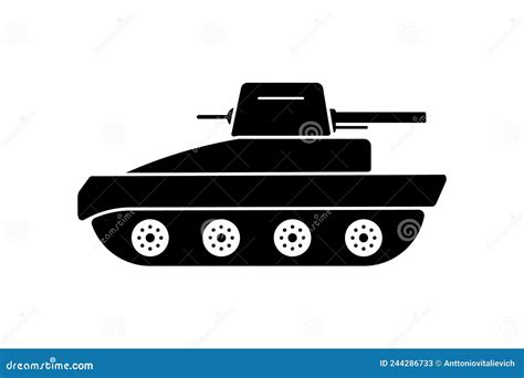 Military Tank Silhouette Icon Panzer Vehicle Force Pictogram Tank