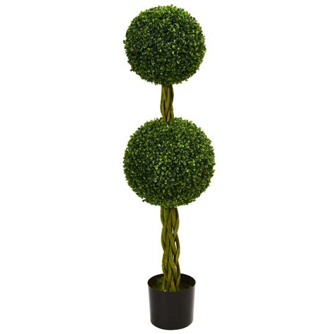 Nearly Natural 4 Ft Boxwood Double Ball Artificial Topiary Tree With