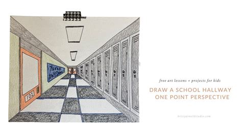 Draw One Point Perspective School Hallway Art Lessons Projects