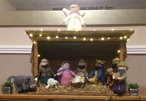 Nativity Scene I Knitted My Husband Designed And Made The Stable
