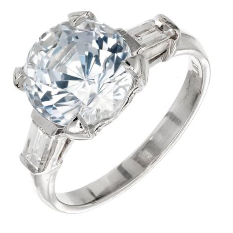 Gia Certified 405 Carat Sapphire Diamond Platinum Three Stone