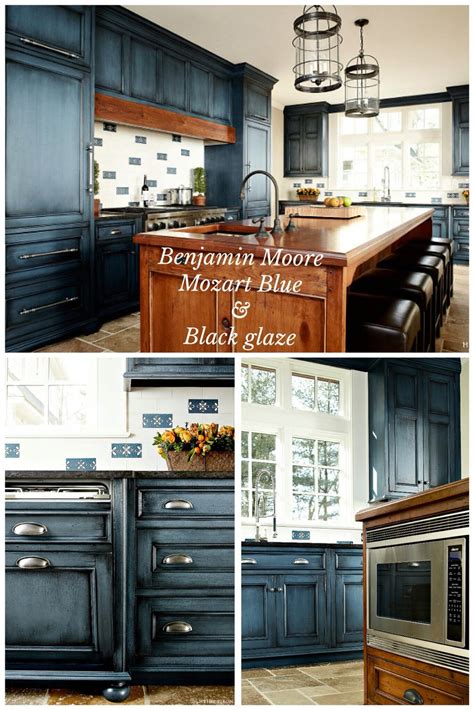 Glazed kitchen cabinets kitchen cabinets pictures green cabinets oak cabinets painting kitchen cabinets kitchen paint kitchen redo kitchen ideas bathroom cabinets. Benjamin Moore "Mozart Blue" with black glaze done by ...
