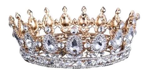Corona Lujo Cristal Plateado Fondo Dorado Princesa Envio Gra Meses