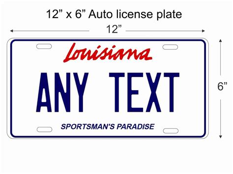 Louisiana State Replica License Plate Personalized With Your Design