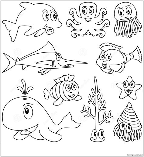 Ocean Animal Coloring Pages Printable Free Wallpapers Hd