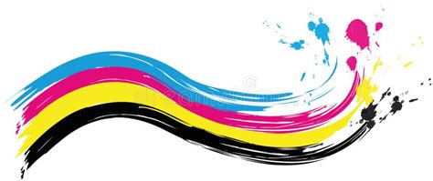 Illustration Of Cmyk Printing Color Wave With Splashes Of Color Stock