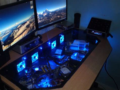 Really Cool Gamer Desk What A Set Up Geeky Stuff Pinterest