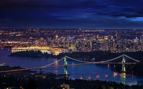 Foto Vancouver Kanada Downtown Brücken Nacht Städte