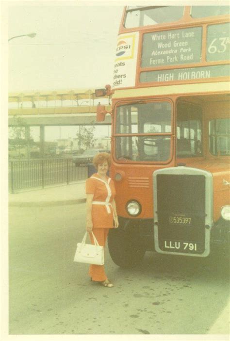 Typical American On Vacation Red Head Woman Double Decker London Bus