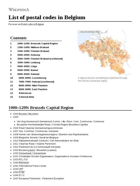 List Of Postal Codes In Belgium 2 Digit Postcode Areas Belgium