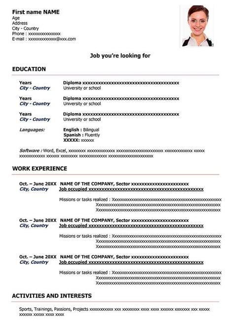 exemple de cv en anglais word gratuit