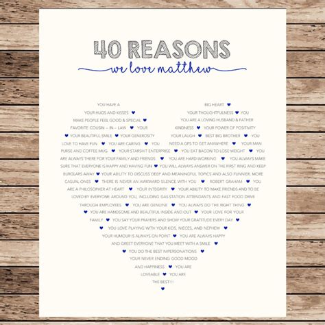 Heart 60 Reasons I Love You 50 Reasons We Love You 40 50 Etsy