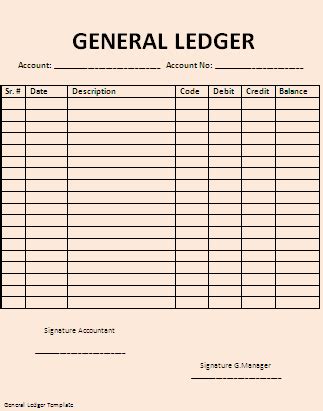 A decrease in equity resulting from the cost of operating the business. General Ledger Template Printable | ... of general ledger ...