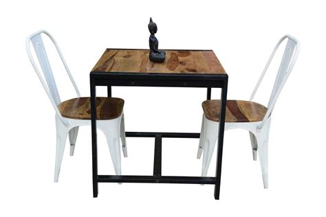Buy 2 Seater Picco Small Dining Table With Molding Grey Iron Chair Set