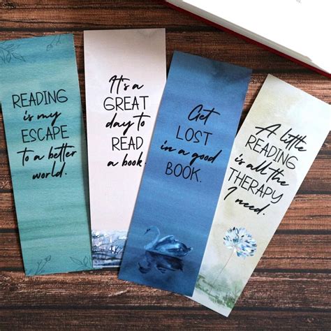 Printable Bookmarks Set With Bookish Quotes Bookmark Digital Etsy