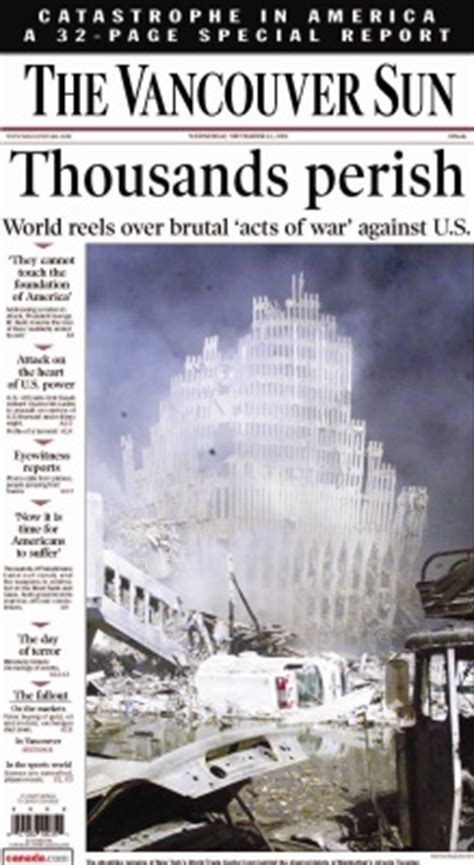 Your source for 7 day weather conditions from globalnews.ca. Newspaper front pages reflect the shock of the 9/11 terrorist attacks