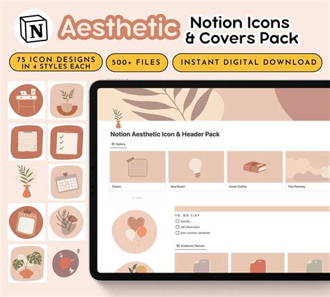 Aesthetic Notion Icons And Covers Pack Minimalist Modern Etsy Canada