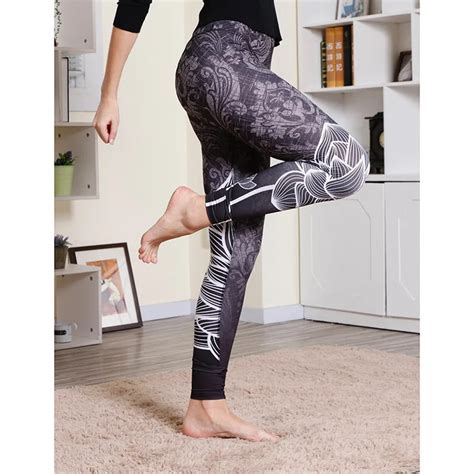 Women Sexy Yoga Pants Print Elastic Fitness Gym Pants Workout Running Tight Sport Leggings