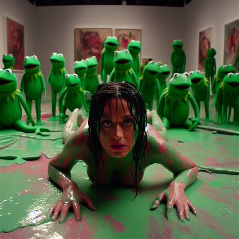Rule 34 1girls Ai Generated Celebrity Green Slime Implied Sex Katy Perry Kermit The Frog Lying