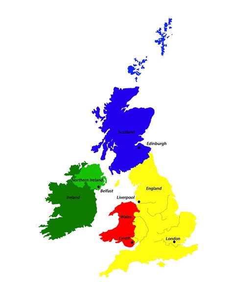 Kaart Van De Steden Van Het Verenigd Koninkrijk Vk Grote Steden En