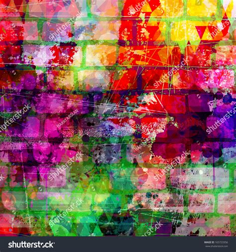 Grunge Style Colorful Paint Wall Background Abstract