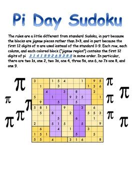 1 grid puzzle and {click here to learn more about this set of pi day logic puzzles}. Celebrate Pi Day Sudoku Puzzle by Erin Leigh | Teachers Pay Teachers