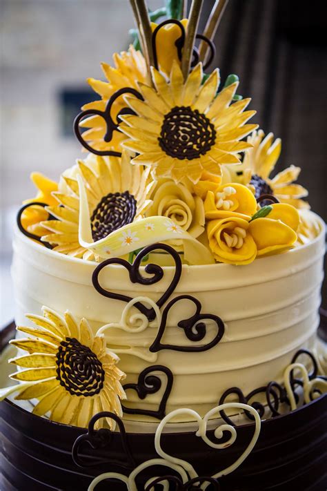 Chocolate Sunflower Wedding Cake London Sunflower Birthday Cakes