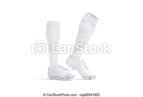 blank white soccer boots  socks toe mockup isolated  rendering empty sport uniform