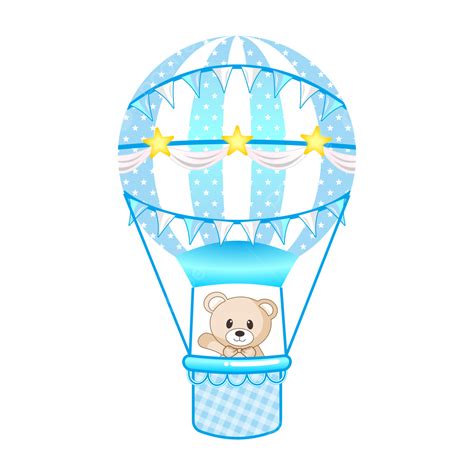 Cute Baby Bear Blue With Air Balloon Cute Bear Balloon Png