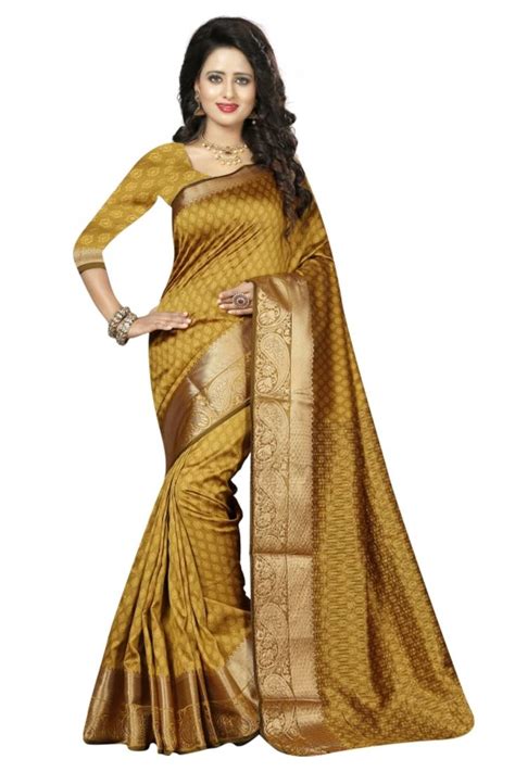 Yellow Jacquard Cotton Silk Saree With Blouse Kunish Fashion 1567734