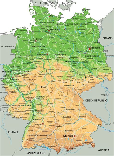Germany Physical Map Of Relief