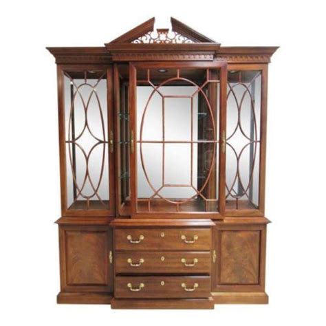 Thomasville Flame Mahogany China Cabinet Breakfront Hutch Etsy