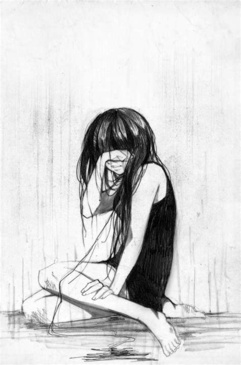 Sad Anime Girl Crying Drawing Image Drawing Skill