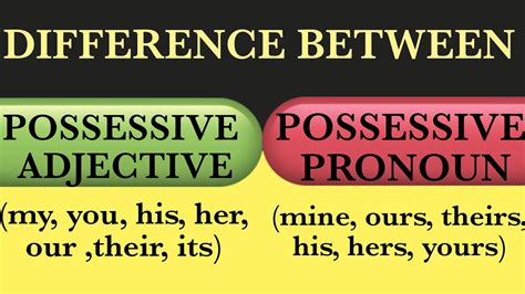Difference Between Possessive Pronoun And Possessive Adjective Learn