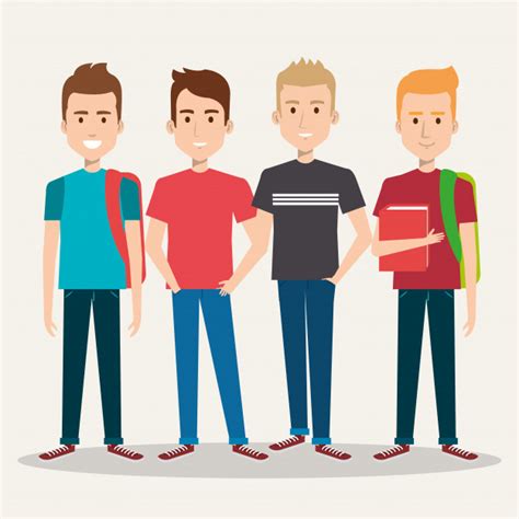 Tivación autodeterminada en estudiantes adolescentes. Grupo de cuatro estudiantes de adolescente de dibujos ...