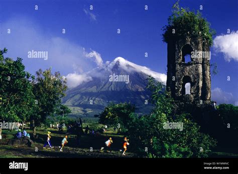 Ruins Of Cagsawa Church Mayon Volcano Legazpi Luzon Island