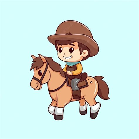 Premium Vector Boy Riding A Horse Vector Art Illustration