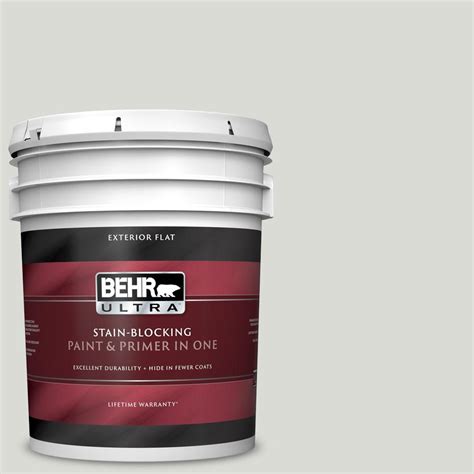 Behr Ultra 5 Gal Bwc 29 Silver Feather Flat Exterior Paint And Primer