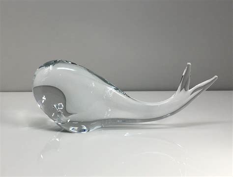 Vtg Fm Ronneby Glass Whale Figurine Crystal Figurines Art Glass Art