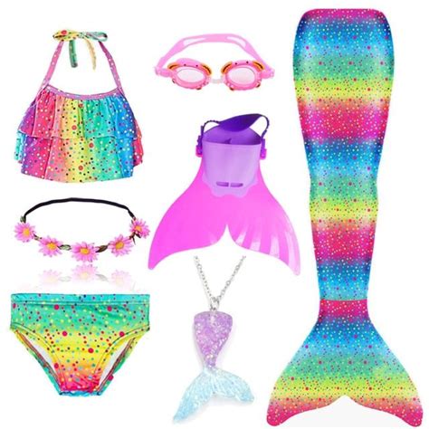 Kids Swimmable Mermaid Tail Girls Swimming Bating Suit Costume Swimsuit