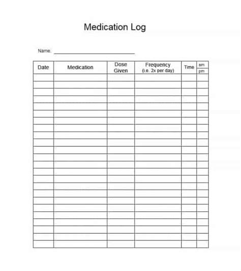 Free Printable Medication List Template Room Surf Com